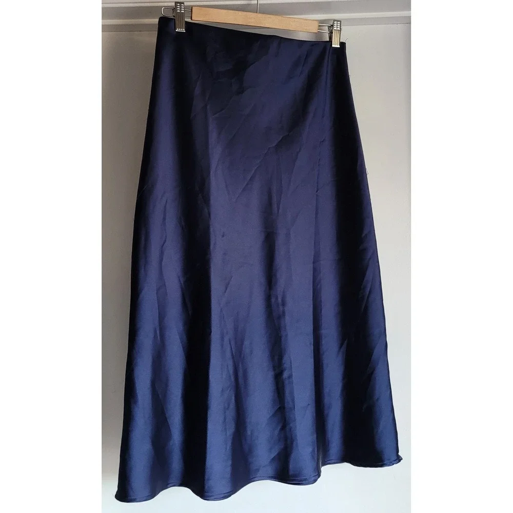 LK LUV Skirt Women S Navy Blue Solid Midi Straight Pencil Maxi Long Wrap